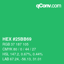 Color code: HEX #25BB69 | qconv.com