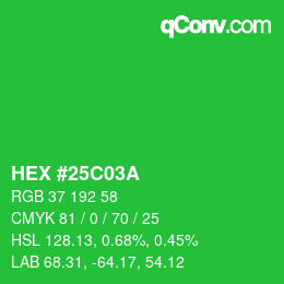 Color code: HEX #25C03A | qconv.com