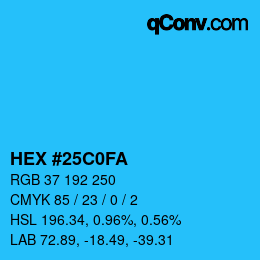 Color code: HEX #25C0FA | qconv.com