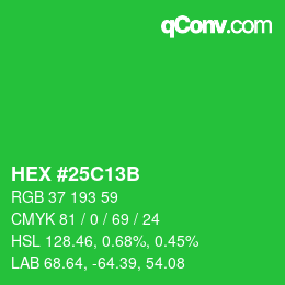カラーコード: HEX #25C13B | qconv.com