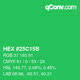 颜色代码: HEX #25C15B | qconv.com