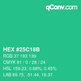Color code: HEX #25C18B | qconv.com