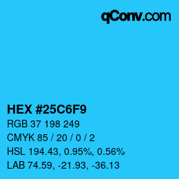 Color code: HEX #25C6F9 | qconv.com