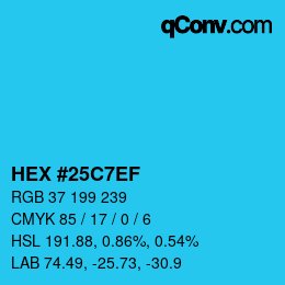 Color code: HEX #25C7EF | qconv.com