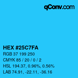 Color code: HEX #25C7FA | qconv.com