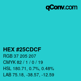 Color code: HEX #25CDCF | qconv.com