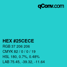 Code couleur: HEX #25CECE | qconv.com