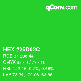 Color code: HEX #25D02C | qconv.com