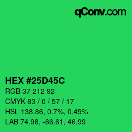 Color code: HEX #25D45C | qconv.com