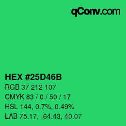 Color code: HEX #25D46B | qconv.com