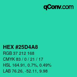 Color code: HEX #25D4A8 | qconv.com