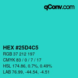 Color code: HEX #25D4C5 | qconv.com