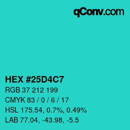 Color code: HEX #25D4C7 | qconv.com