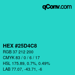 Color code: HEX #25D4C8 | qconv.com