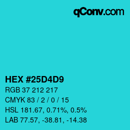 カラーコード: HEX #25D4D9 | qconv.com