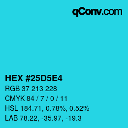 カラーコード: HEX #25D5E4 | qconv.com