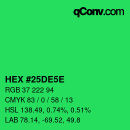 カラーコード: HEX #25DE5E | qconv.com