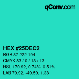Color code: HEX #25DEC2 | qconv.com