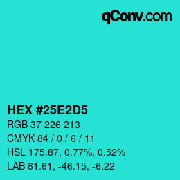 Color code: HEX #25E2D5 | qconv.com