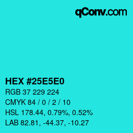 Color code: HEX #25E5E0 | qconv.com
