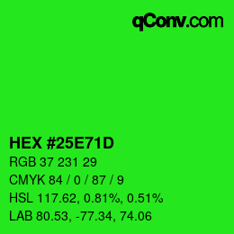 Color code: HEX #25E71D | qconv.com