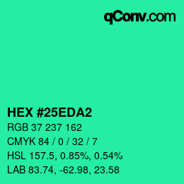 カラーコード: HEX #25EDA2 | qconv.com