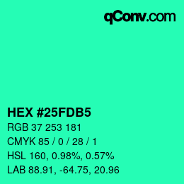 Color code: HEX #25FDB5 | qconv.com