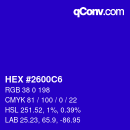 Color code: HEX #2600C6 | qconv.com