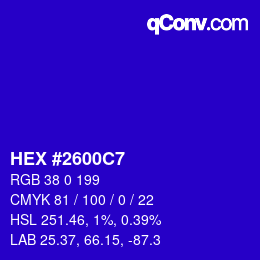 Color code: HEX #2600C7 | qconv.com