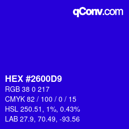 Color code: HEX #2600D9 | qconv.com