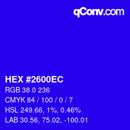 Color code: HEX #2600EC | qconv.com
