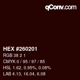 Color code: HEX #260201 | qconv.com