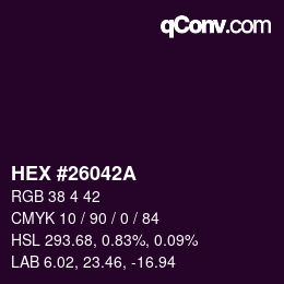 Color code: HEX #26042A | qconv.com