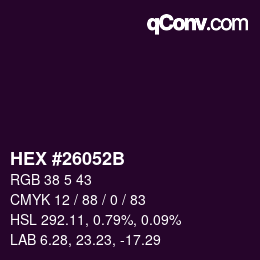 Color code: HEX #26052B | qconv.com