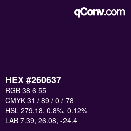 Color code: HEX #260637 | qconv.com