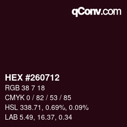 Farbcode: HEX #260712 | qconv.com