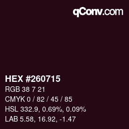 カラーコード: HEX #260715 | qconv.com