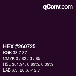 Code couleur: HEX #260725 | qconv.com