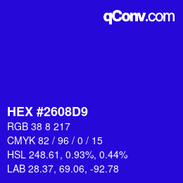 Color code: HEX #2608D9 | qconv.com
