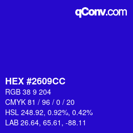 Color code: HEX #2609CC | qconv.com