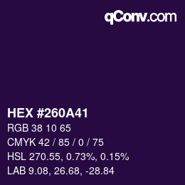 Color code: HEX #260A41 | qconv.com