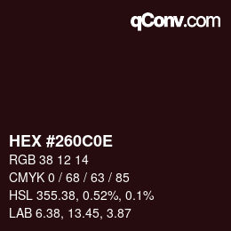 Color code: HEX #260C0E | qconv.com