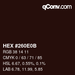 Color code: HEX #260E0B | qconv.com