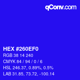 Color code: HEX #260EF0 | qconv.com