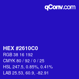 Color code: HEX #2610C0 | qconv.com