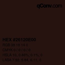 Color code: HEX #26120E00 | qconv.com