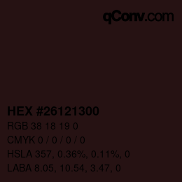 Color code: HEX #26121300 | qconv.com