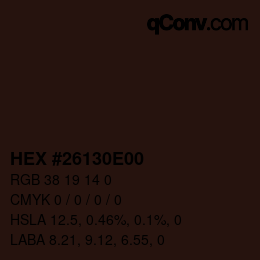Color code: HEX #26130E00 | qconv.com