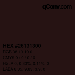 Color code: HEX #26131300 | qconv.com