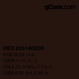 Color code: HEX #26140E00 | qconv.com